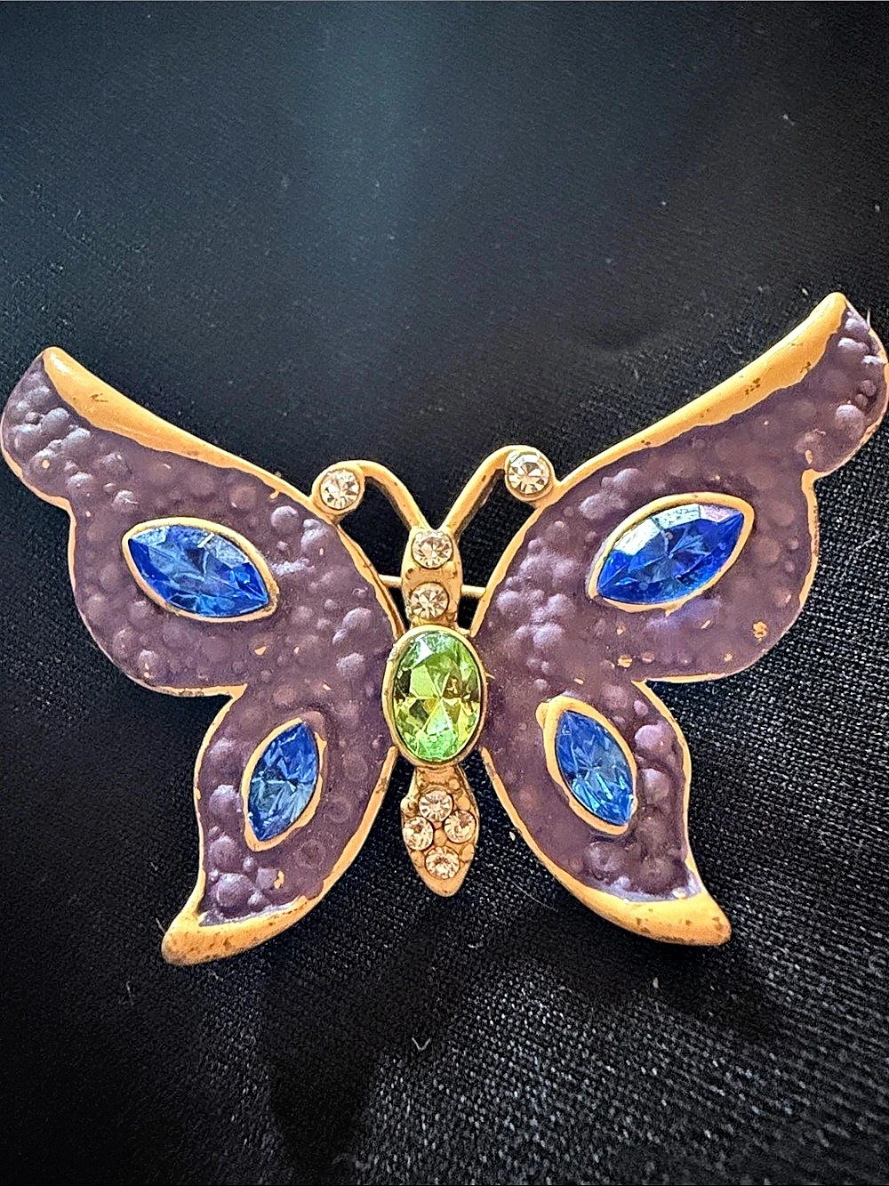 Butterfly Brooch in Purple & Blue Like New